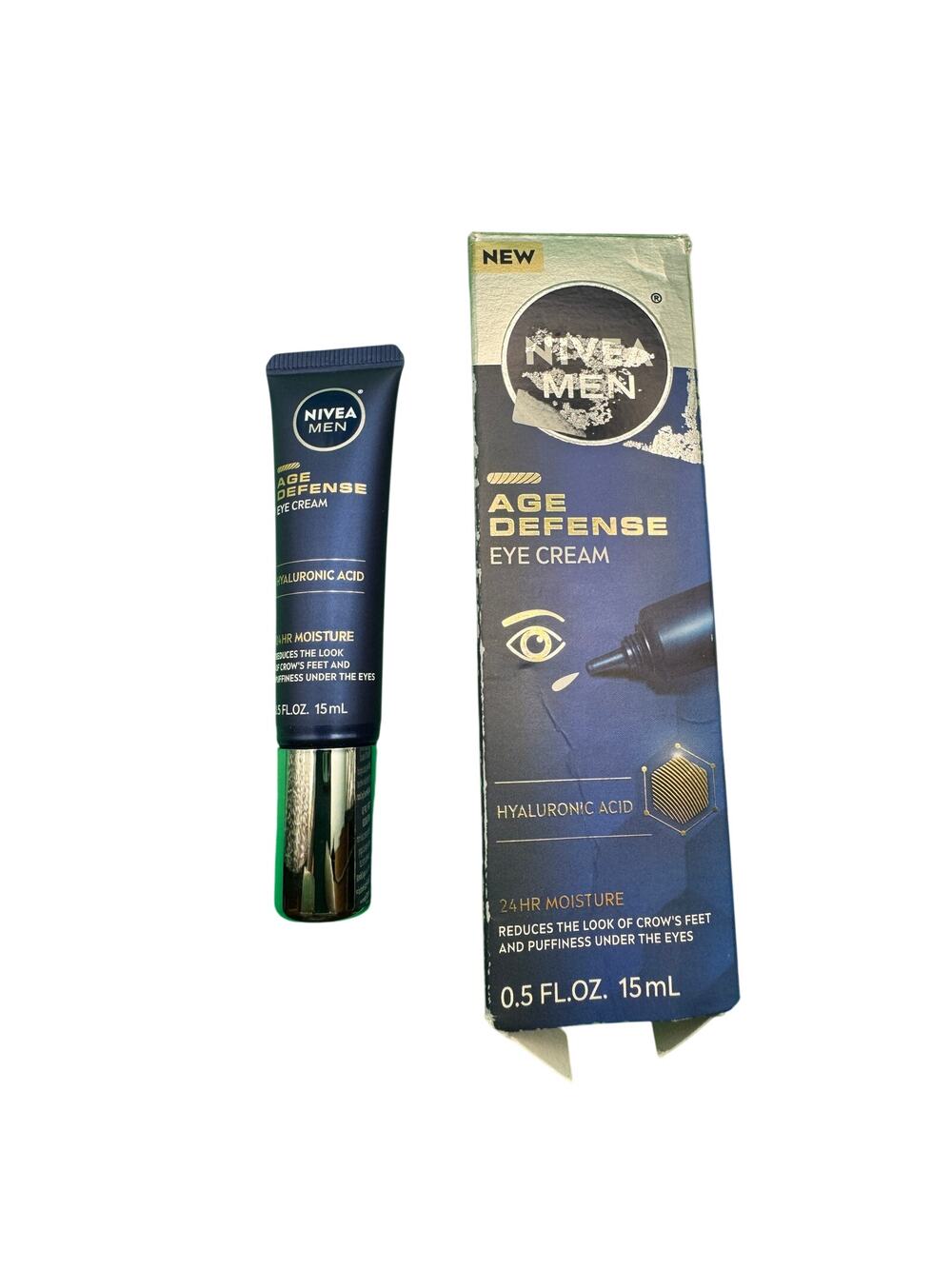 Nivea Men Age Defense Eye Cream W/ Hyaluronic Acid 24Hr Hydrating 5 Oz/15ml -NIB